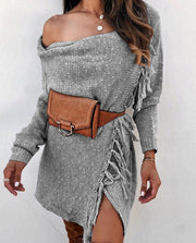 European and American Knitted Tassel Sweater Coat