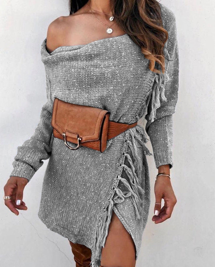 European and American Knitted Tassel Sweater Coat