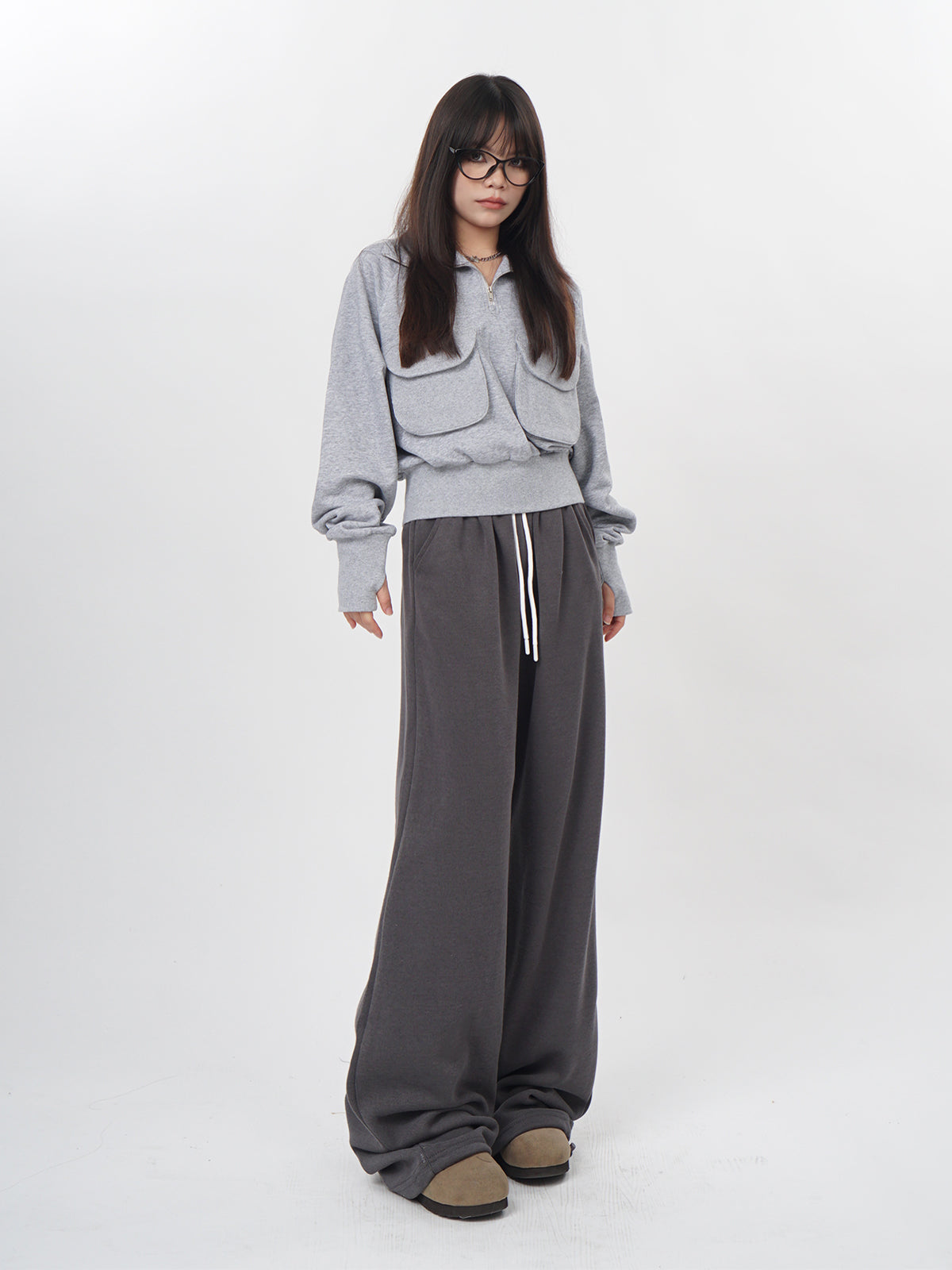 Cozy Gray Half-Zip Pullover Sweater