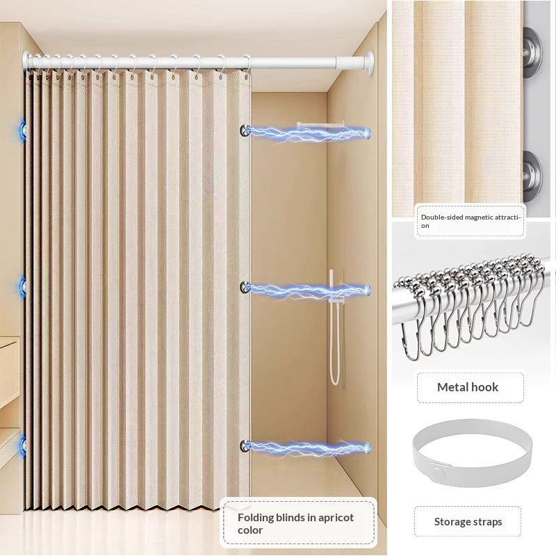 Folding Magnetic Shower Curtain Waterproof and Mildew-resistant Laminated with a Linen-look Finish