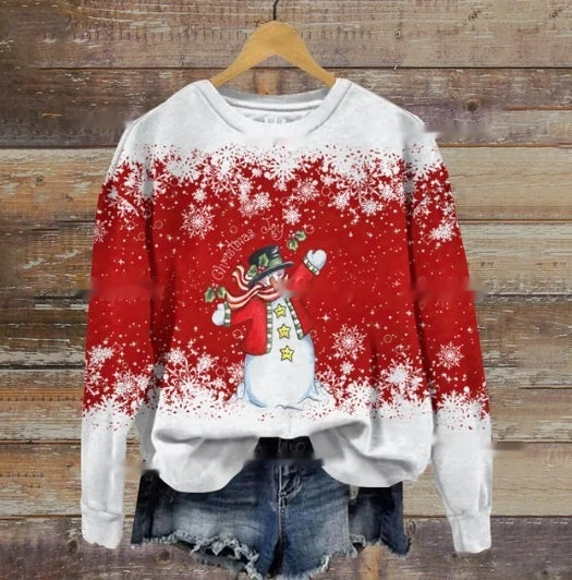 Women's Festive Holiday Print Crewneck Christmas Sweater