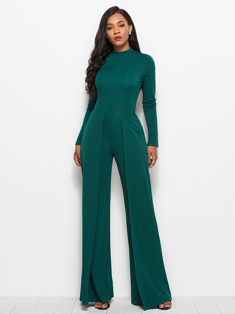 Elegant Long Sleeve Wide Leg Jumpsuit
