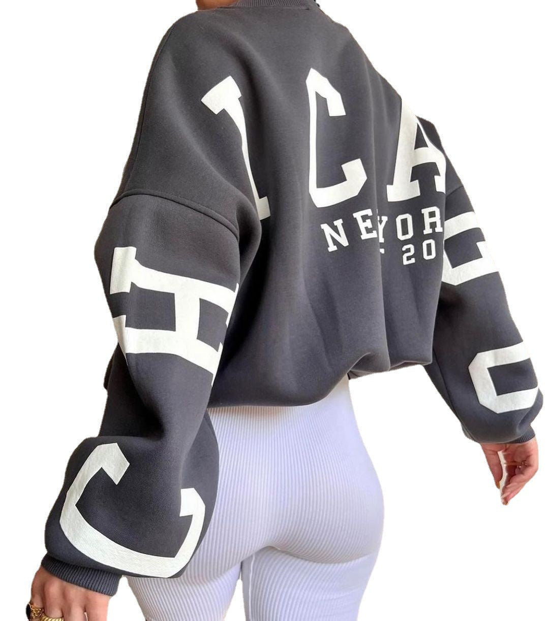 Women's Cozy Printed Thickened Long-Sleeve Sweater