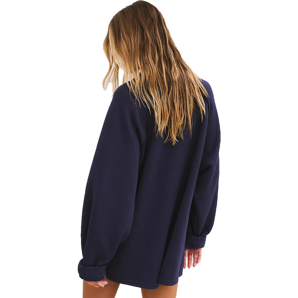 Casual Deep V-Neck Loose Pocket Sweatshirt for Women