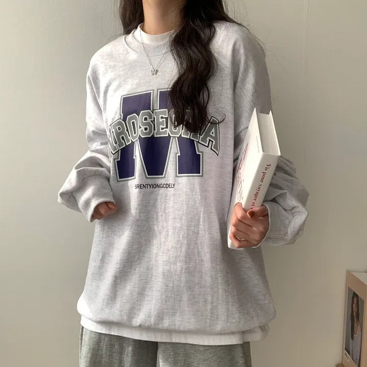 Korean Style Loose Sports Fleece Hoodie for Women