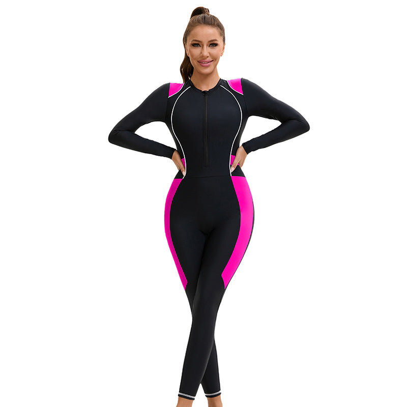 Women's Color-Block Full-Body Wetsuit Swimsuit