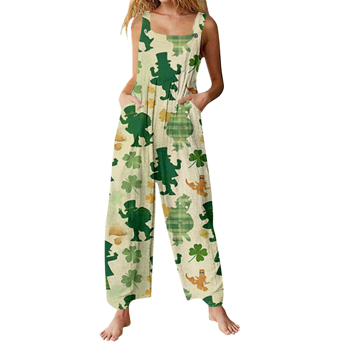 Women's 3D Print Summer Casual Suspender Romper
