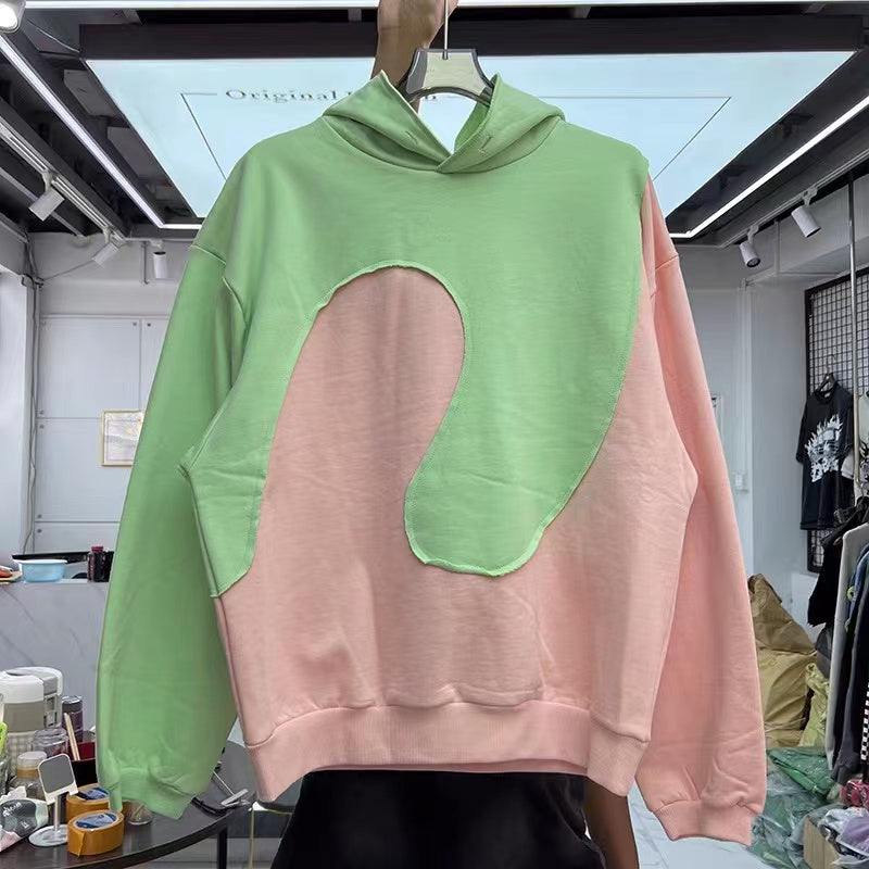 Personalized Patchwork Hooded Sweater For Men