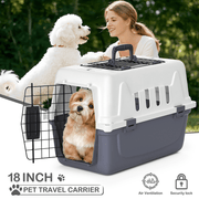 18 Inch Pet Carrier Hard-Sided Dog Carrier With Top And Front Door Access, Plastic Dog Kennel For Longer Traveling, Durable Handle And 4 Sides Ventilation For Pet Up 10 Lbs