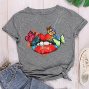 Women's Multicolor Cartoon Print T-Shirt