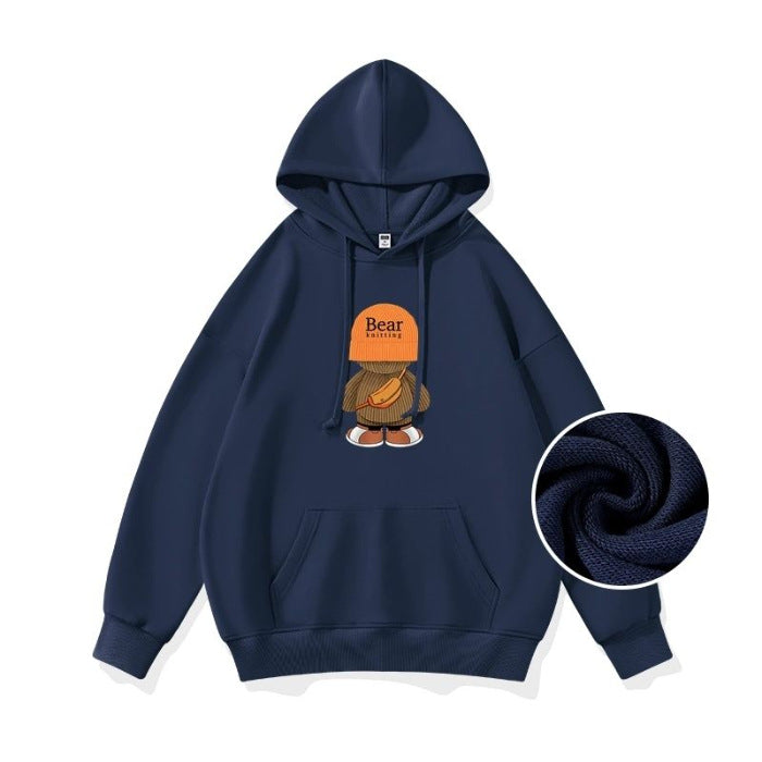 Cozy Cartoon Pocket Long Sleeve Pullover Women's Sweater