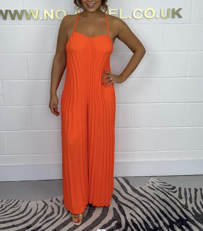 Women's Pleated Wide-Leg Sling Jumpsuit