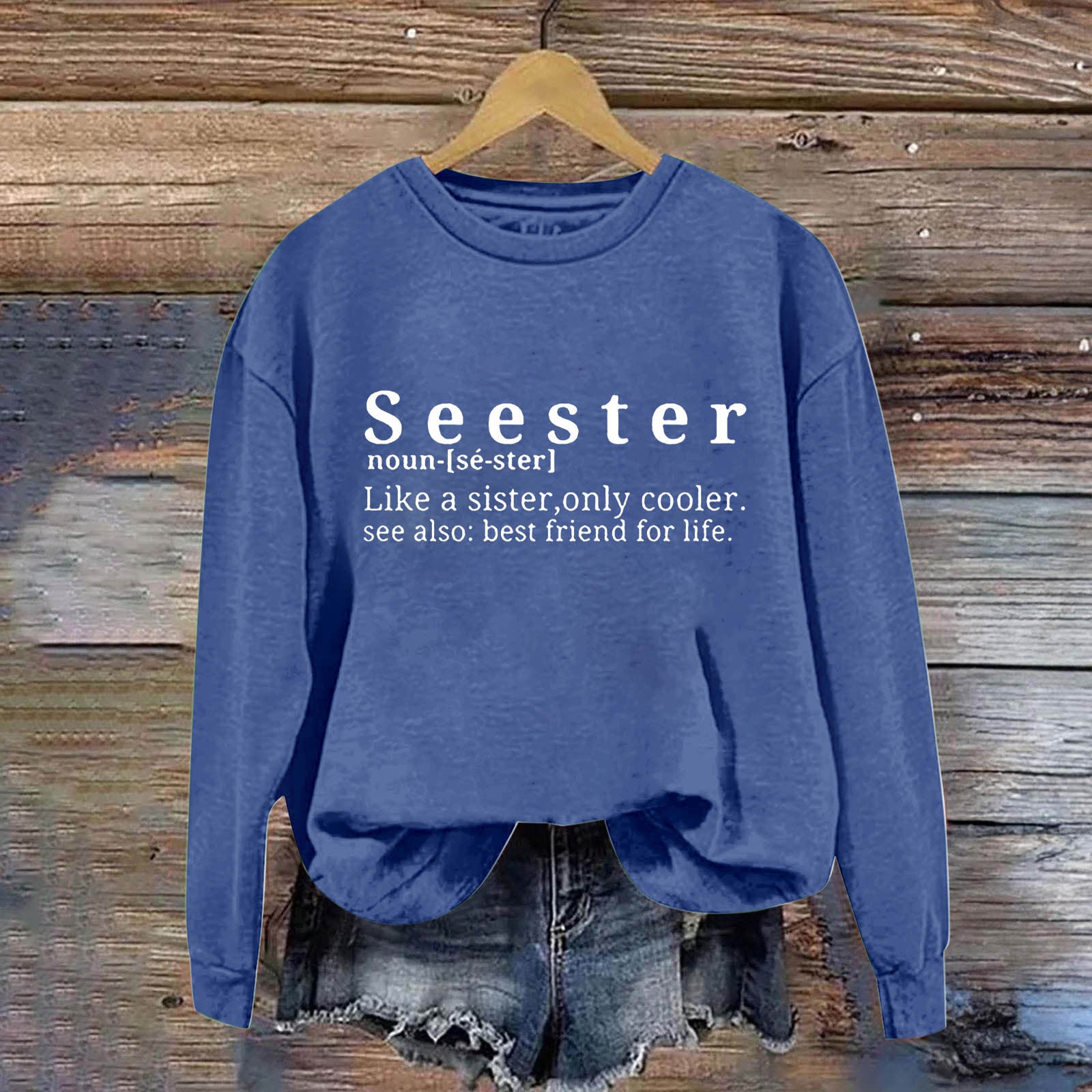 Chic Letter Print Round Neck Women's Casual Sweatshirt