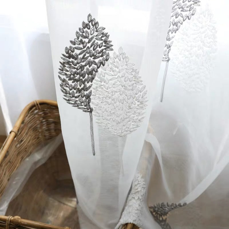 Modern Simple Embroidered Curtain and Window Screen