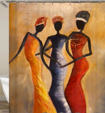 African Girl Digital Print Shower Curtain