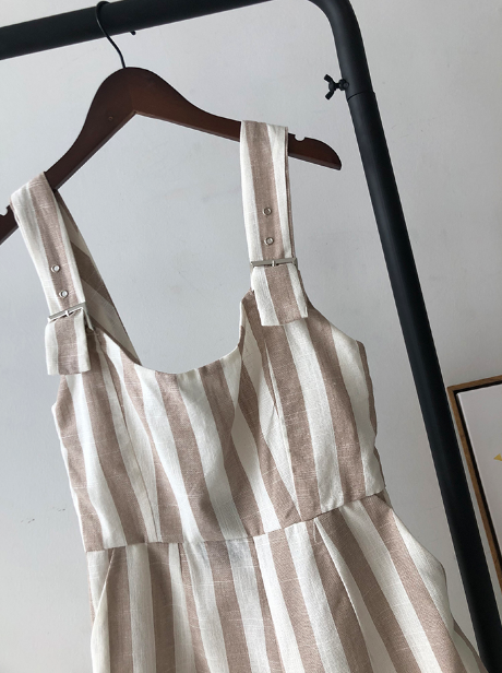 Sexy Backless Striped High-Waist Jumpsuit Shorts