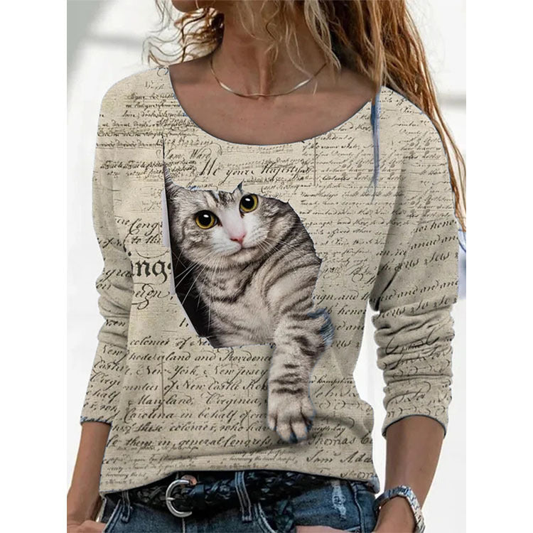 Women's Chic Animal Print Long Sleeve T-Shirt