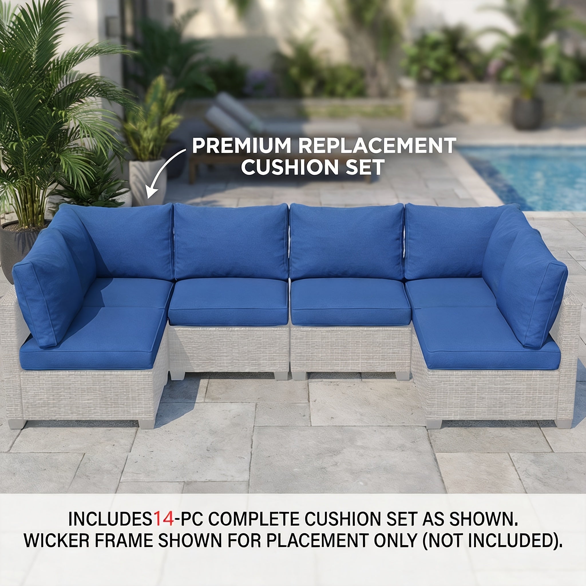 [Outdoor Replacement Cushions] 9/14pcs Outdoor Replacement Cushions for Patio Furniture, Deep Seat Cushions for 4 And 6 Seat Sectional Sofa, Water-Repellent L-Shaped Couch Pads