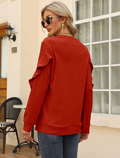 Chic Pleated Long Sleeve Round Neck Casual Women's Sweater