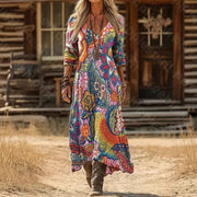 Womens 3d-printed Ethnic-style Fashion Dress