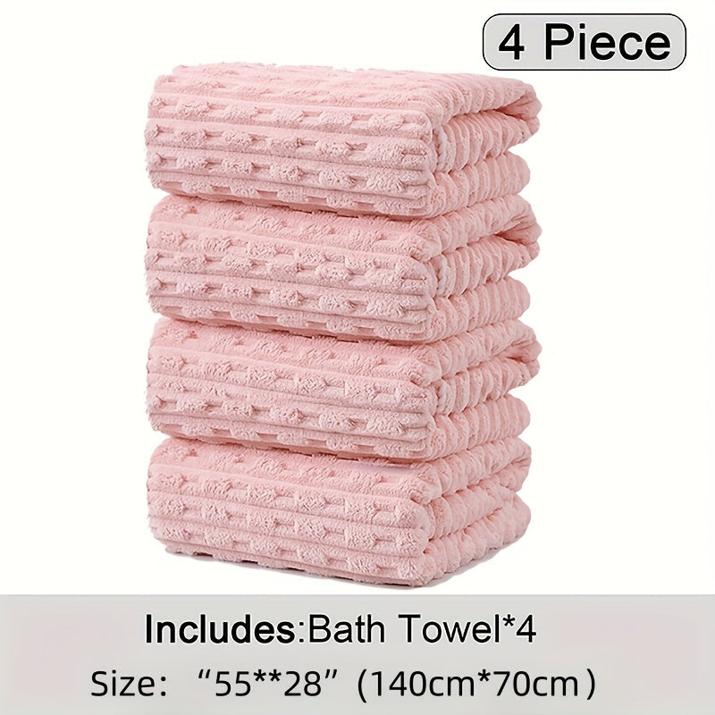 4-Pack Waffle Weave Super Soft Bath Towels, Ultra Absorbent Quick-Dry Microfiber Towels for Adults, Soft Textile & Travel Towels, Durable for Daily Use - 80% Polyester, 20% Nylon