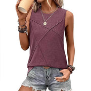 Loose-Fit Summer Tank Top – Breathable Cotton Blend, Trendy Pleats