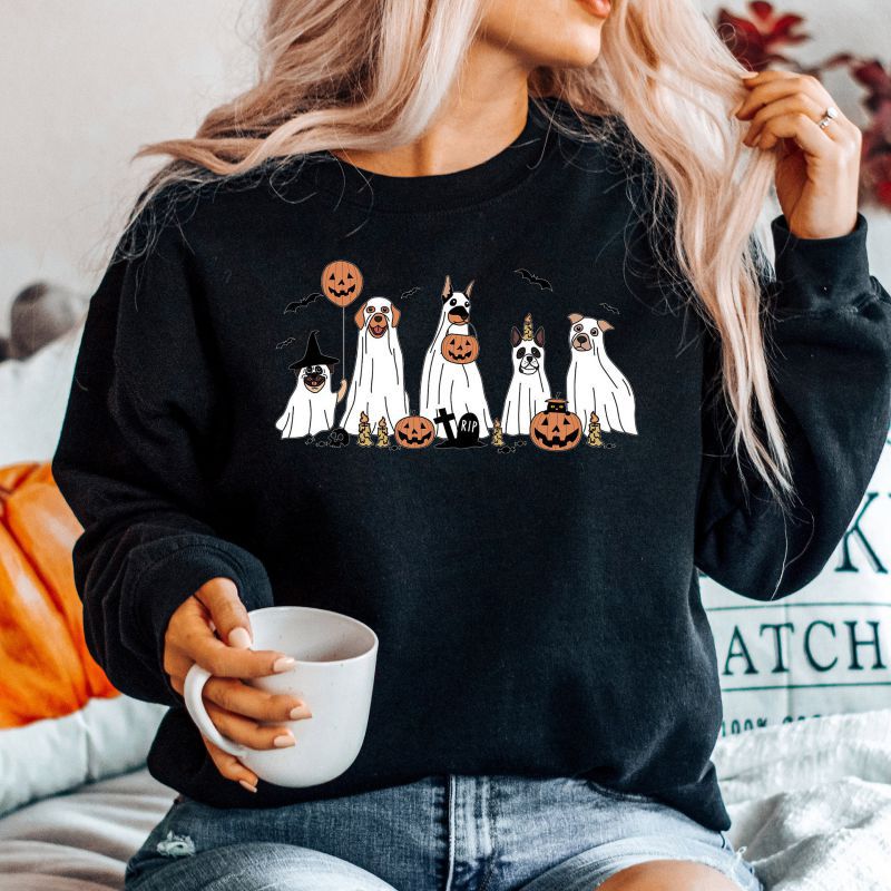 Women's Halloween Print Crewneck Sweater