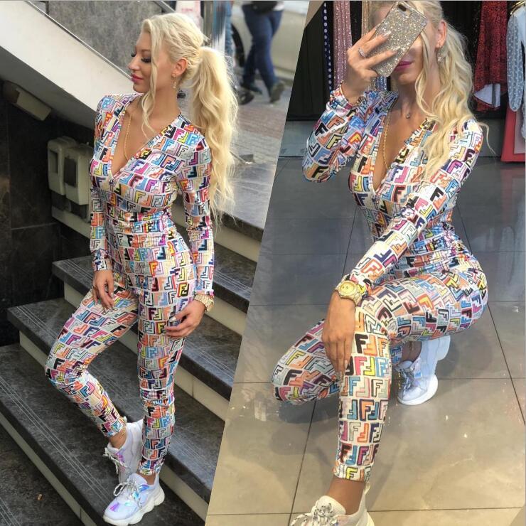 Printed Slim Sexy Long-sleeved One-piece Pajamas