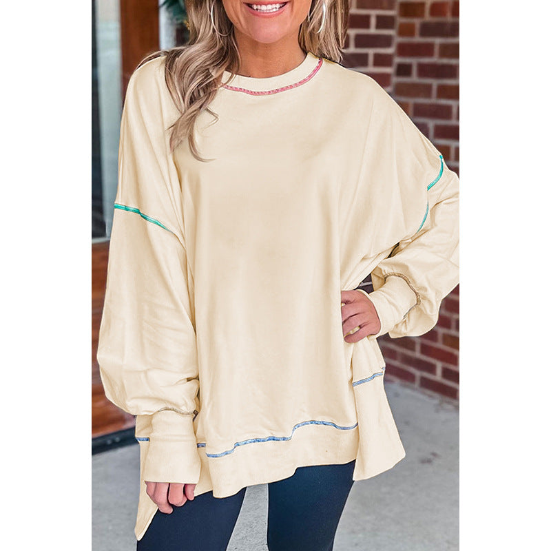 Chic Colorblock Casual Loose Pullover Sweatshirt