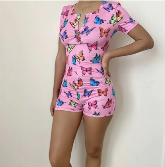 Short sleeve button jumpsuit