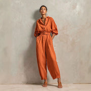 Womens Blended Casual Long-sleeve Jumpsuit