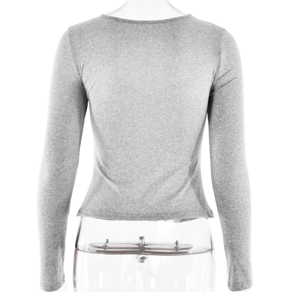 Women's Slim-Fit Twist Long Sleeve T-Shirt