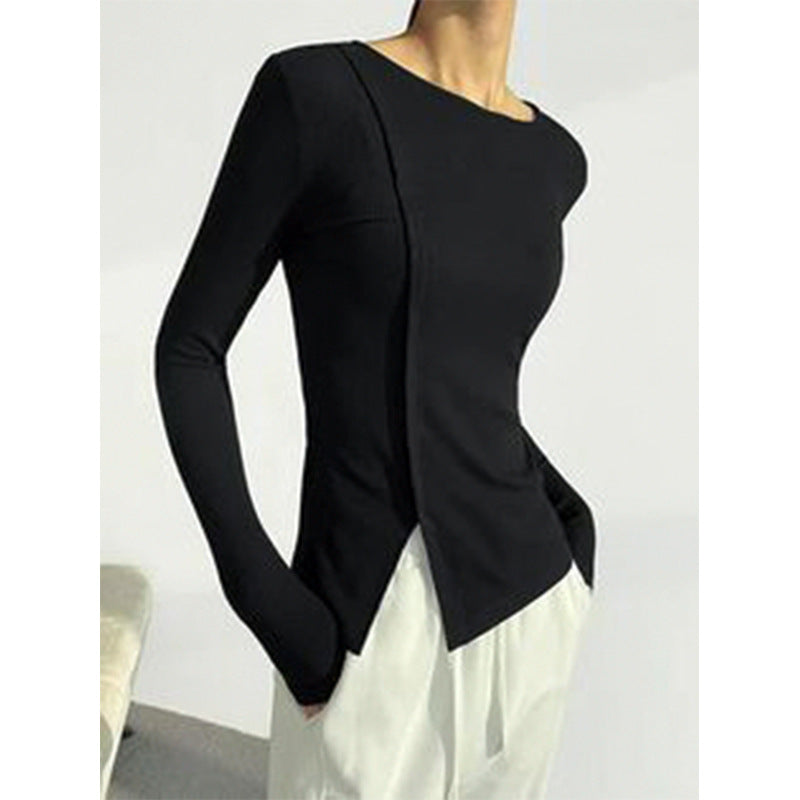 Women's Stylish Split Hem Tight Autumn Sweater