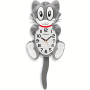 18-Inch Large 3D Cat Wall Clock with Moving Eyes & Swinging Tail - Silent, Battery-Powered Retro Analog Clock for Living Room Decor