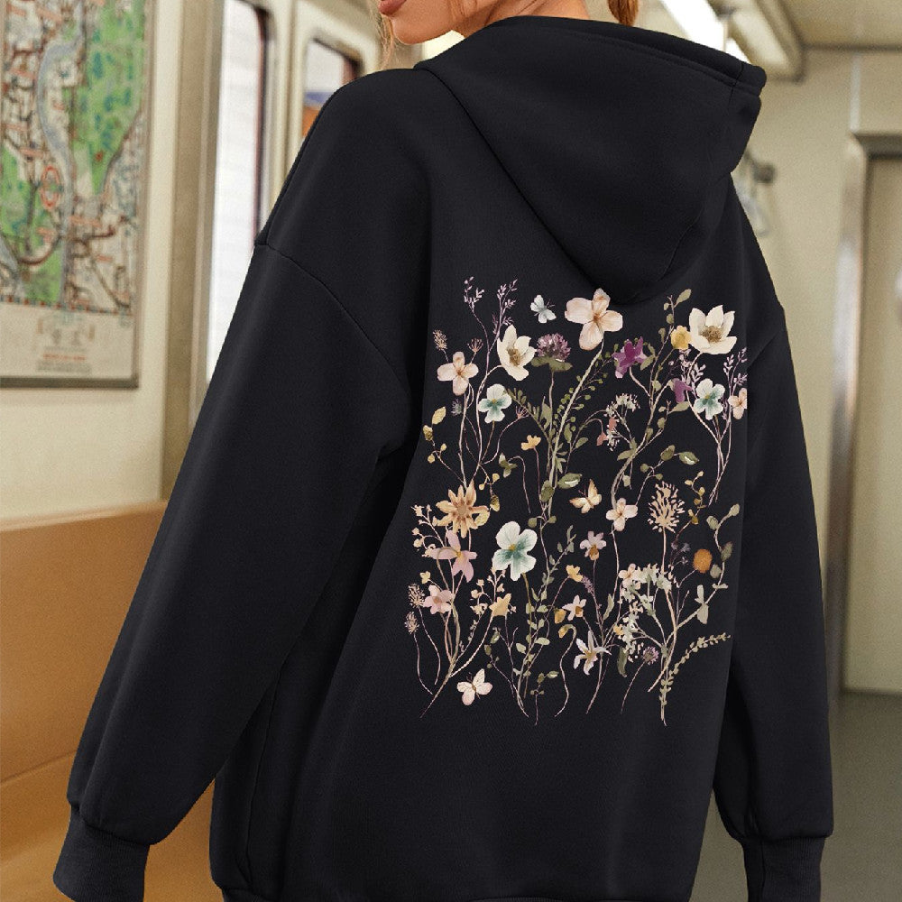 Women's Floral Letter Graphic Pullover Hoodie