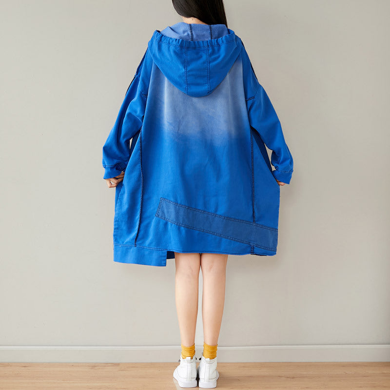 Women's Retro Hooded Batwing Sweater Dress