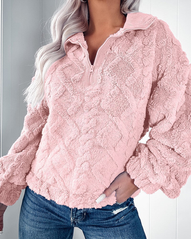 Cozy Half-Zip Fleece Sweatshirt for Women