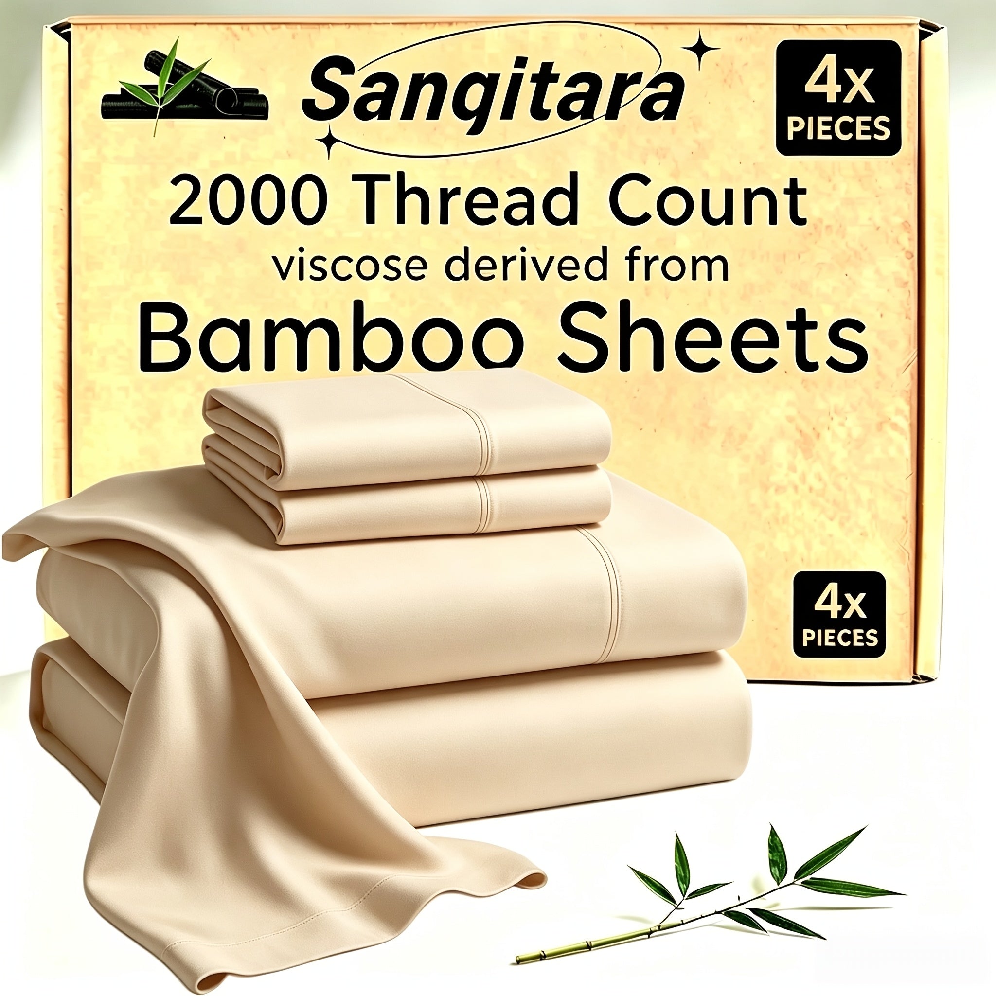 Bamboo Blend Cooling Bed Sheet Set for King Size Bed