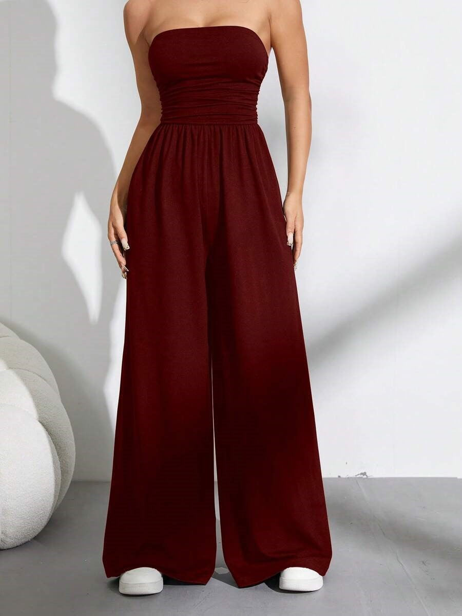 Chic High-Waisted Wide-Leg Pants & Tube Top Set