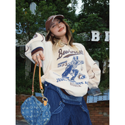Vintage Ski Print 100% Cotton Oversized Sweatshirt