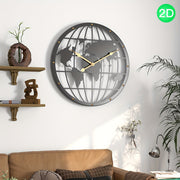 [16-Inch Silent Metal Clock] 16-Inch Modern Minimalist Silent Metal Wall Clock with Golden Hands | European Style Hollow Globe Design for Living Room, Dining Area, Bedroom, Office & Studio Decor | Battery Operated (AA, Not Included)