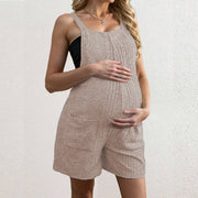 Maternity Ribbed Overalls Shorts for Expecting Moms