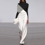 Black And White Color Matching Long Sleeve Creative Jumpsuit Amazon