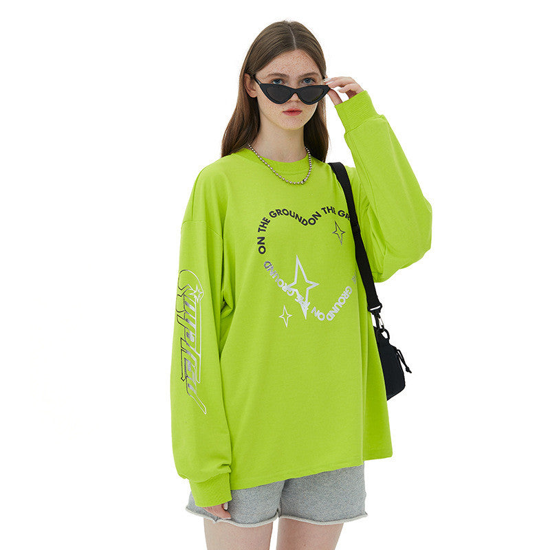 Women's Round Neck Couple Loose Long Sleeve T-shirt