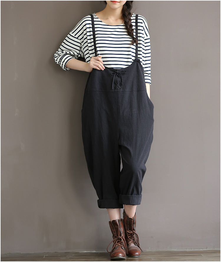 Vintage Cotton High-Waist Bib Pants & Overalls