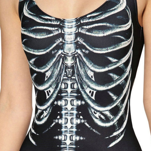 Digital Printing Canada Black Bone Rib One-piece Swimsuit