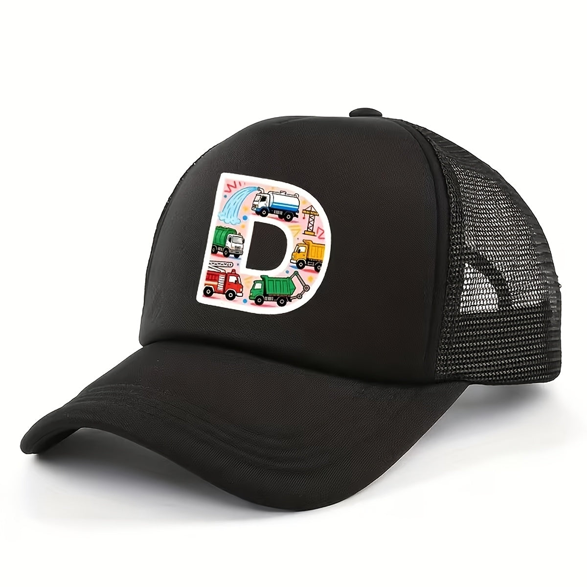 Adjustable Construction Vehicle Printed Trucker Hat for Kids