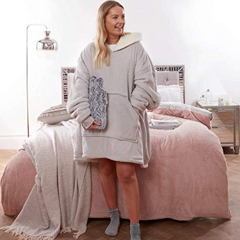 New Women's Flannel Blanket Warm Pajamas Hooded