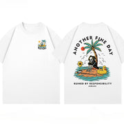 Vibrant Summer Holiday Tee – Oversized Cotton Short Sleeve
