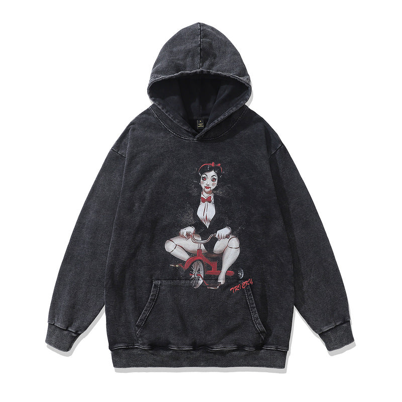 Retro Loose Hip Hop Hooded Terry Sweater for Streetwear